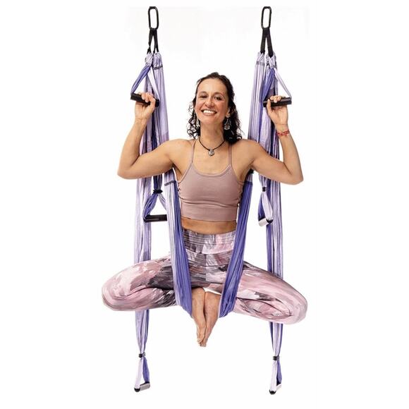YOGABODY Practice is Everything Yoga Trapeze Ceiling Bar Swing Hooks RARE Purple - Picture 4 of 11